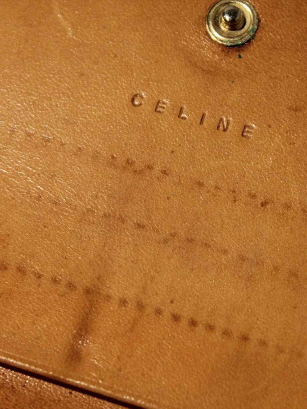 Celine Beige Tan Monogram Chain Clutch